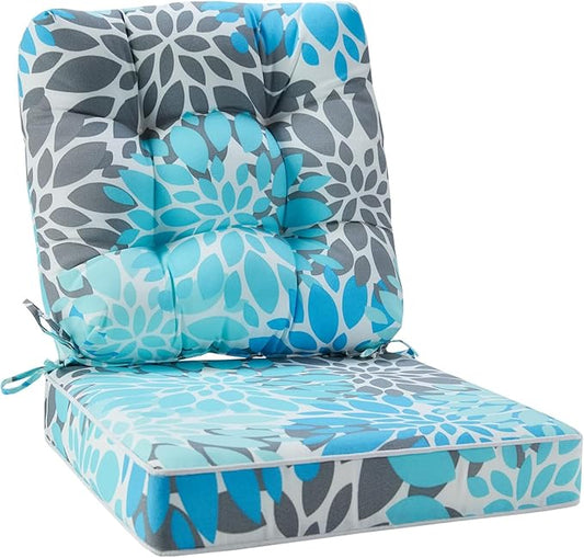 JMGBird Seat/Back Outdoor Chair Cushion Tufted Pillow, Deep Seat Cushion Set 22"x22", Outdoor Cushion for Patio Furniture