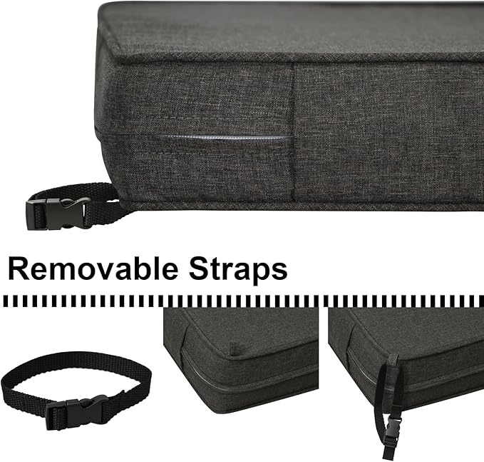 Deep Seat Cushions, Outdoor Cushions, Patio Furniture Cushions, Deep Seat & Back Cushion Patio Cushions for Backyard Couch Sofa Fade Resistant (24x24x4 inches 4 Sets, Solid Dark Grey)