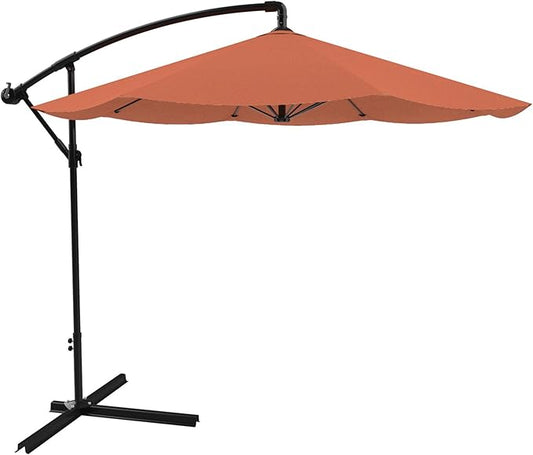 10 Ft Offset Cantilever Patio Umbrella - Fade-Resistant Shade Umbrella Outdoor Patio Canopy with Cross Base for Garden, Lawn, Deck, Yard or Pool by Pure Garden (Orange)