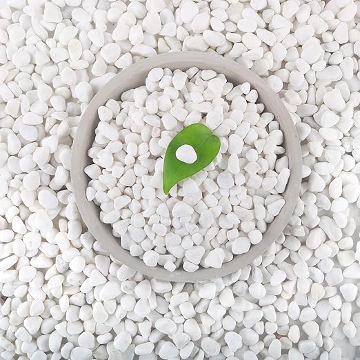 12Lb White Rocks for Plants, 1/4"-3/4" White Pebbles, Decorative Stones for Vases, Small Aquarium Gravel for Fish Tank Garden Rocks for Potted Plants & Home Decor