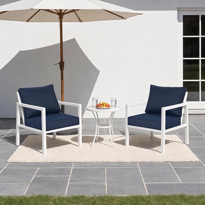 21.5x25.5 Inch Outdoor Deep Seat Cushions Set of 2,Thick High-Density Foam, Water-Resistant, Piped Edges & YKK Hidden Zipper for Patio Furniture,Midnight