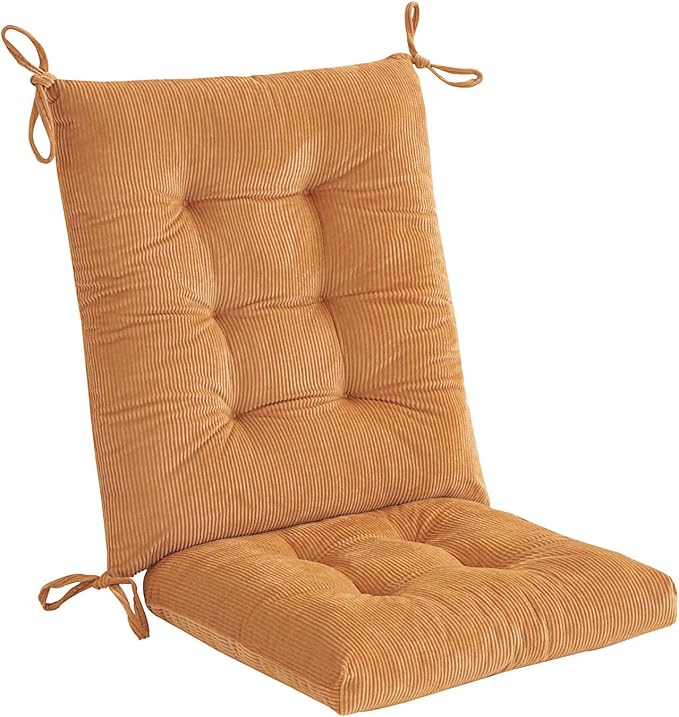 Outdoor Patio Cushion, Rocking Chair Cushion, Tufted Pads, Set of Upper and Lower with Ties Pack of 2 (2 Sets) - Back 20"×17", Seat 17"×17" (Khaki)