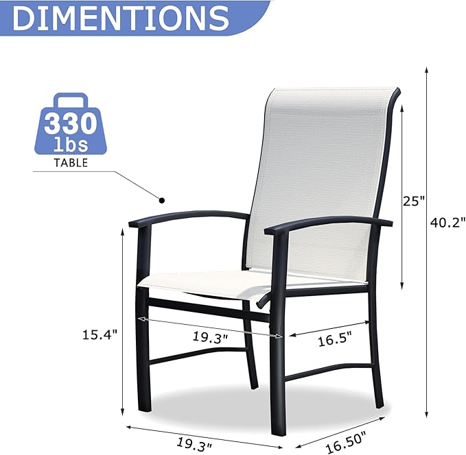 Outdoor Dining Chairs Set of 8, Patio Chairs with Metal Frame & Textilene Fabric, Perfect for Patio Garden Deck