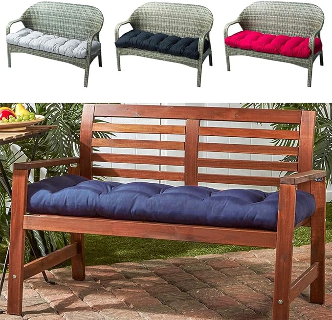 Indoor/Outdoor Bench Cushion Cotton Garden Furniture Loveseat Cushion, 51.2"x19.7" Patio Wicker Seat Cushions for Lounger (Gray)