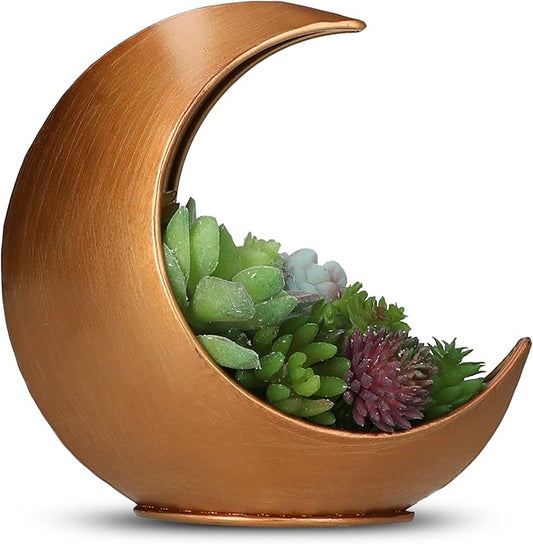2 Pack Boho Table Planters, Desk Moon Planter, Candle Holder for Indoor Plants, Succulents, Air Plant, Cactus, Faux Plants, Witchy Gifts