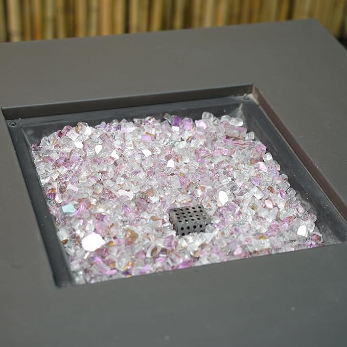 Skyflame 10-Pound Fire Glass for Fireplace Fire Pit and Landscaping, 1/2-Inch Rose Gold Reflective