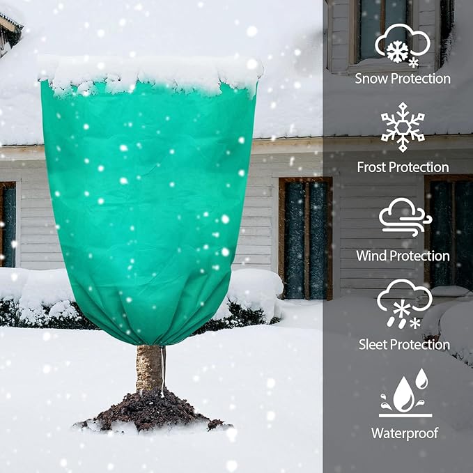 Plant Covers Freeze Protection, 75"W x 90"H Large Frost Cloth Blankets 2.47oz/yd² with Zipper Drawstring, Reusable Frost Tree Covers Shrub Jackets for Winter Outdoor Plants Potted Fruit Tree