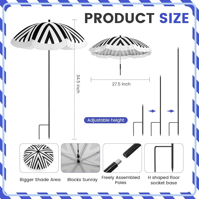 Abbylike 2 Pack Plant Umbrellas for Outdoor Plants, 26" Larger Tassel Garden Umbrella Sun Shade, Upgraded 43.3" Higher Adjustable Angle Sun Shade Cover Umbrellas for Garden Potted Flower