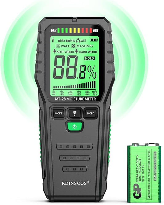 Pinless Moisture Meters Non-Invasive Digital Wood Moisture Tester Water Leak Detector for Wall,Lumber, building,Firewood,Humidity Tester