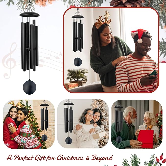 ASTARIN 45in Memorial Wind Chimes, Christmas Large Wind Chimes for Outdoors with 6 Heavy Tubes,Deep Tone for Garden Hanging Decor Sympathy Gifts Box