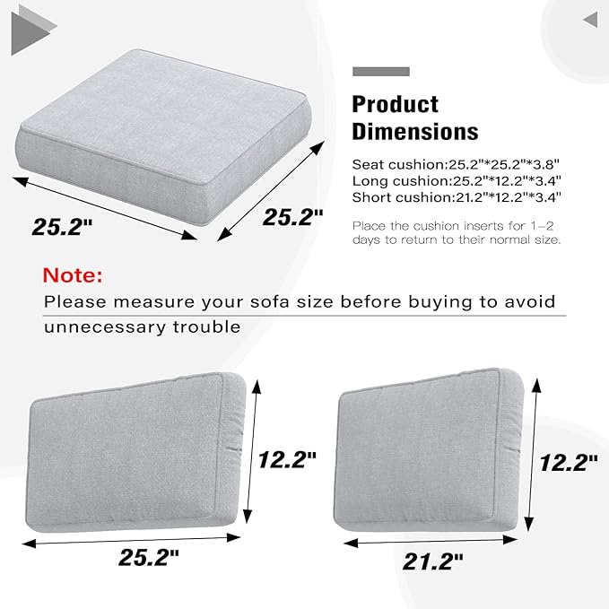 LayinSun Outdoor Furniture Replacement Cushions for 6 Seat Patio Rattan Wicker Sectional Conversation Sofa Set, 14-Piece Cushions Set