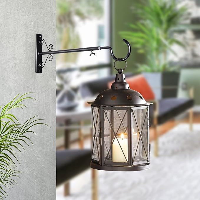BOLITE 18023 Bird Feeder Hanger(16 to 24 Inch), Adjustable Hanging Plant Brackets, Plant Hangers for Hanging Bird Feeders, Planters, Lanterns, Wind Chimes, String Lights, 2 Pack, Black