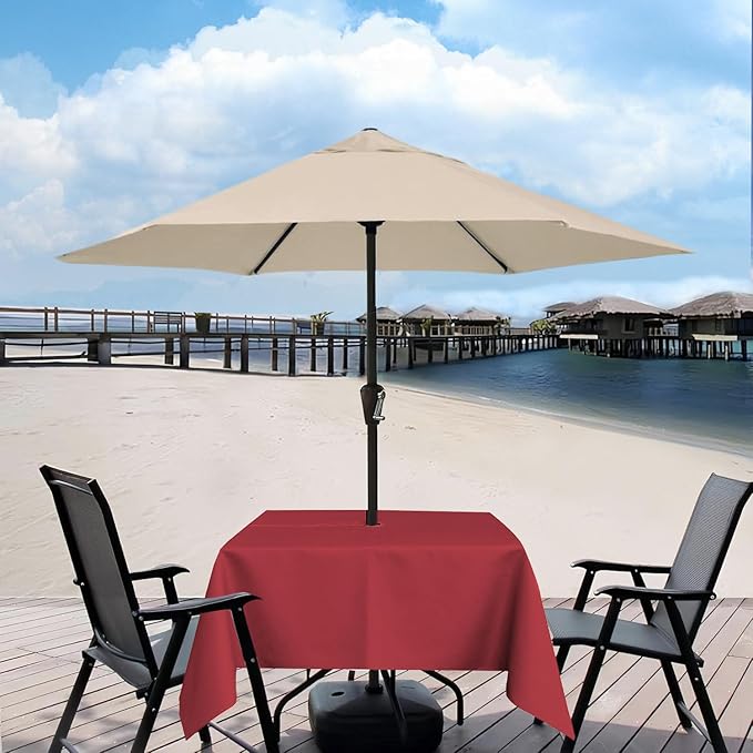 Outdoor Tablecloth Wrinkle-Free Stain Resistant Waterproof Polyester Fabric Table Cover with Zipper Umbrella Hole for Picnic/Party/Dinner/Patio Garden(60×60inch Square,Zippered,Red)