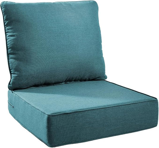 6" Thick Outdoor Chair Cushions - 24"* 24" Patio Furniture Cushions with Water Resistant & Removable Cover, 28D High Density Sponge Patio Cushion for Outdoor Furniture Couch Chair Peacock Green