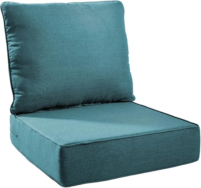 6" Thick Outdoor Chair Cushions - 22"* 24" Patio Furniture Cushions with Water Resistant & Removable Cover, 28D High Density Sponge Patio Cushion for Outdoor Furniture Couch Chair Peacock Green