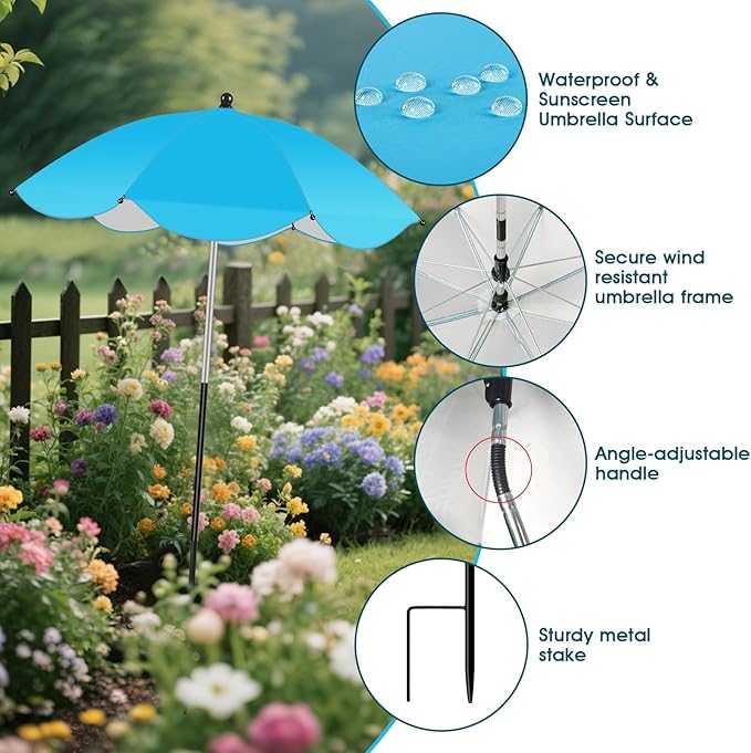 3 Pack Adjustable Plant Shades for Outdoor Plants, Larger Garden Umbrella Shade Covers for Plants, Sun Protection Umbrella for Potted Plants,Garden Bed,Flower Pot (Pink+Blue+Yellow)