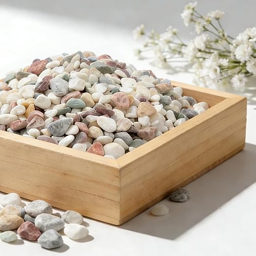 3/8 Inch Polished Decorative Pebbles, River Rocks for Indoor Plants, Planters, Vases, Aquarium Gravel & Landscaping, Mixed, 12LB