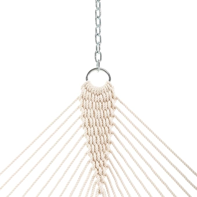Original Pawleys Island Deluxe Oatmeal DuraCord Rope Hammock – 13 ft. x 65 in, 2-Person, 450 lb Capacity, Oak Spreader Bar, Zinc-Plated Hardware, Handcrafted in The USA
