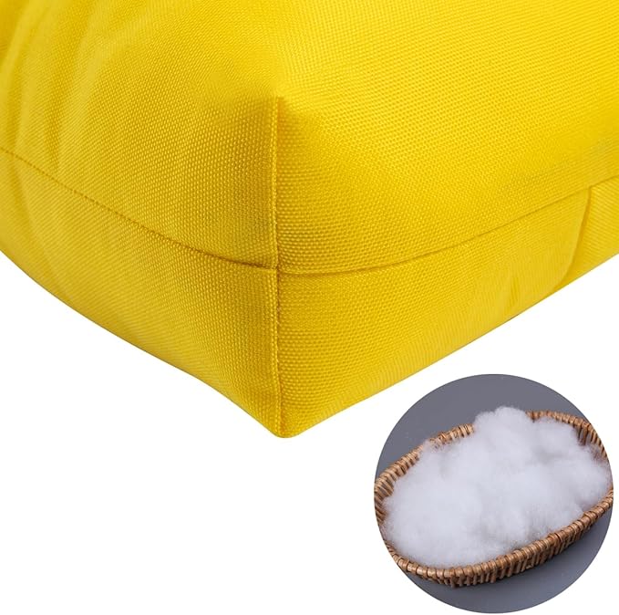 FUNHOME Outdoor Bench Cushion 45 x18 inch with Non-Slip Grips,Water Resistant Porch Swing Cushion,Bench Pillow Pads,Tufted Cushions for Patio Garden Furniture,45" Seat Cushions(Yellow)