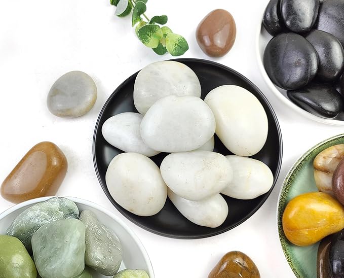 20LB White River Rocks - 2-3 inch High Polished Decorative Pebbles, Stones for Landscaping, Natural River Rocks for Outdoor Décor, Plants,Vase Filler,Fish Tank