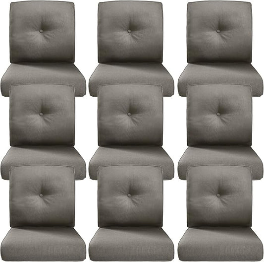Belord Luxury 4" Thick Outdoor Cushion 9 Set - 22 x24 Inch 28D Sponge Filling Fade-Resistant Chair Cushion, Spill Proof Removable Patio Furniture Replacement Cushions for Sofa Bench Swing - Grey