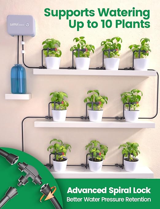 LetPot Automatic Watering System for Potted Plants, [Wi-Fi & App Control] Drip Irrigation Kit System, Smart Plant Watering Devices for Indoor Outdoor, Water Shortage Remind, IPX66, Green