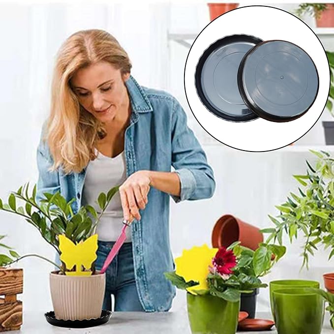 Plastic Plant Saucer Trays, 13 Pcs Plant Trays, 6/8/10 Inch Round, Gray, for Indoor/Outdoor Plants