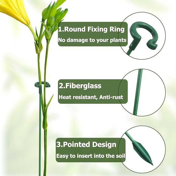 Pack of 30 Small Plant Stakes for Indoor Plants 6.7 Inches Single Stem Plant Support Stakes for Phalaenopsis/Orchid Flower/Succulent