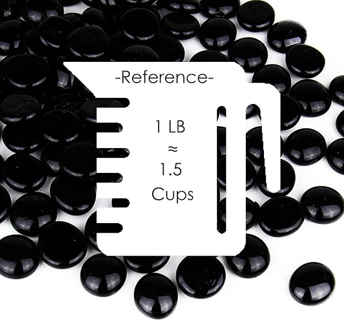 CYS EXCEL Black Glass Gemstone Beads Vase Fillers (6 LBS) Flat Marble Beads Multiple Color Choices Aquarium Decor Rocks Floral Stones Decorative Mosaic Glass Gem Pebbles