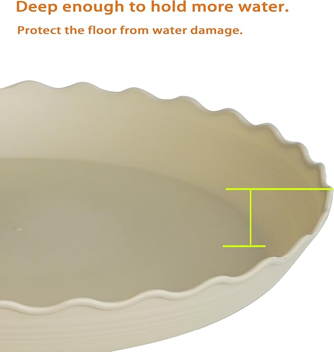 6 Pack of 12 inch Plant Saucer Plant Tray, Plastic Plant Saucer, Heavy Duty Plant Tray for Pots, Plant Saucers for Indoors Planter, Garden Water Plate Bowls (Beige)