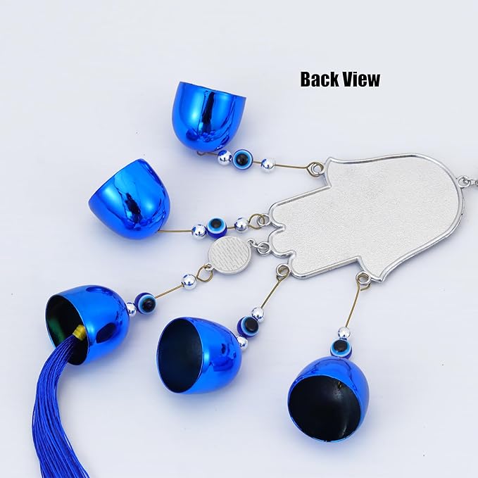 BWINKA Blue Evil Eye Hanging Decoration Ornament Metal Wind Chimes for Home Garden Gift Decoration(EYE-ZY66)