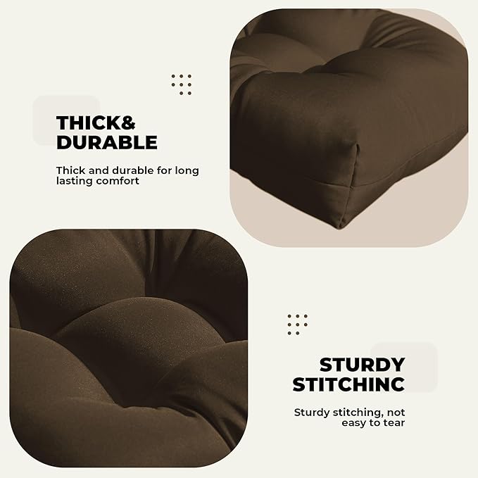 Wicker Chair Cushions, Waterproof Outdoor Loveseat Cushions for Patio Furniture, Tufted Wicker Furniture Cushions, 1 Loveseat and 2 U-Shaped Cushions, Brown
