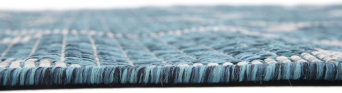 Unique Loom Outdoor Trellis Collection Area Rug (4' 1" x 6' 1" Rectangle, Teal/ Gray)