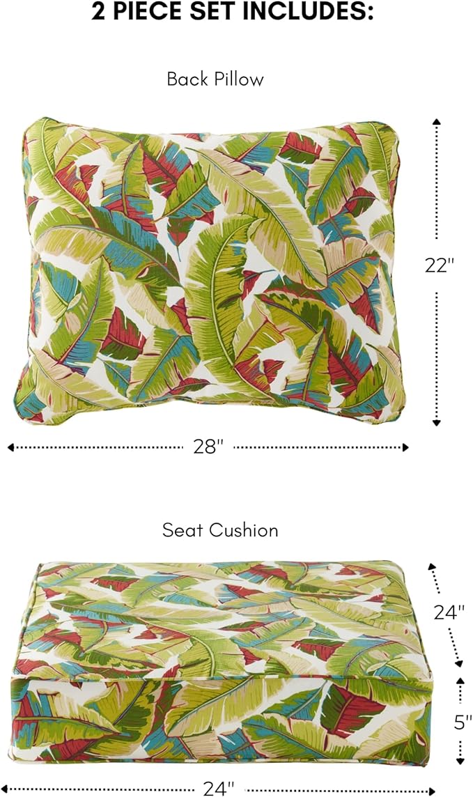 Greendale Home Fashions 2-Piece Outdoor Deep Seat Cushion Set, Tropical Multi