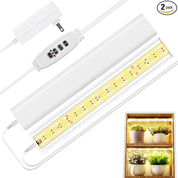 FOXGARDEN Grow Light Strip for Indoor Plants, Full Spectrum 192 LED Bright Grow Lamp with Auto On/Off Timer 4/8/12H, 10 Dimmable Brightness, 2 Packs