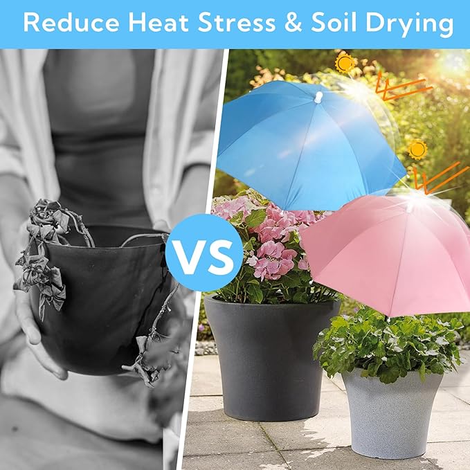 6 Pack Plant Umbrellas for Outdoor Plants, Garden Umbrella Shade for Potted Plants and Garden Beds, Sun Shade Cover to Defend Plants From Blazing Sun