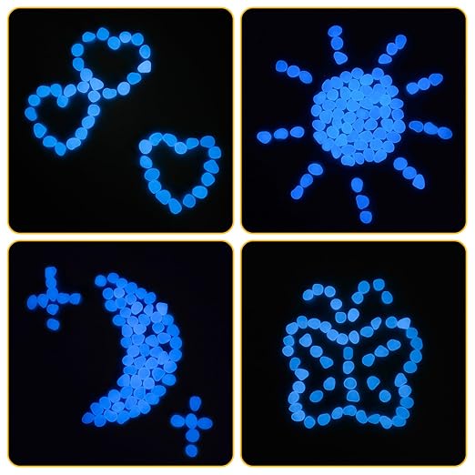 Glow in The Dark Rocks Outdoor Garden Pebbles Stones, 1.2Lbs Blue Fish Tank Glow Rocks Resin Glowing Pebbles for Garden/Aquarium/Planter/Walkway/Driveway