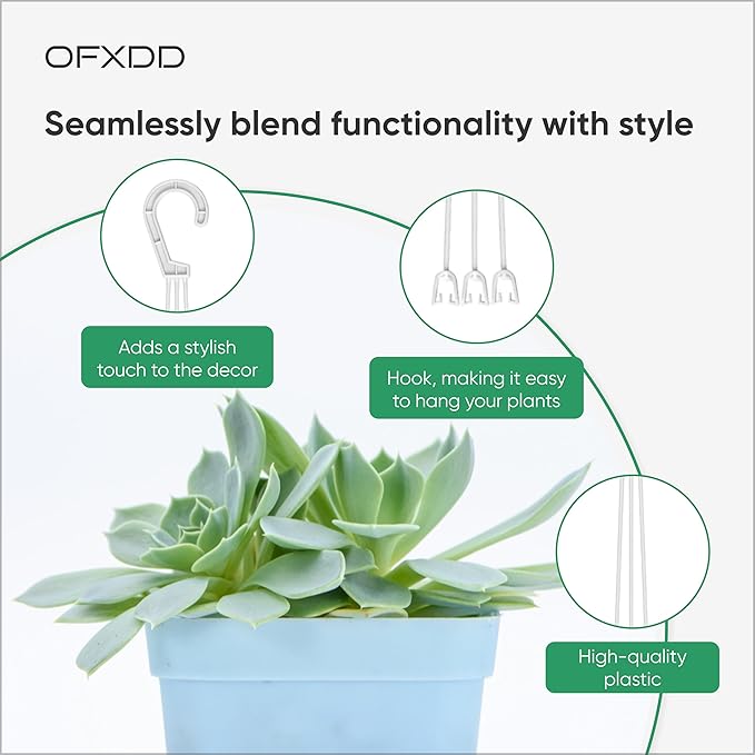 Plant Hangers - Pack of 3 - Plastic Flower Basket Hanging - Decorative Plants Pots with Hook - Outdoor Planters Lantern Hanger