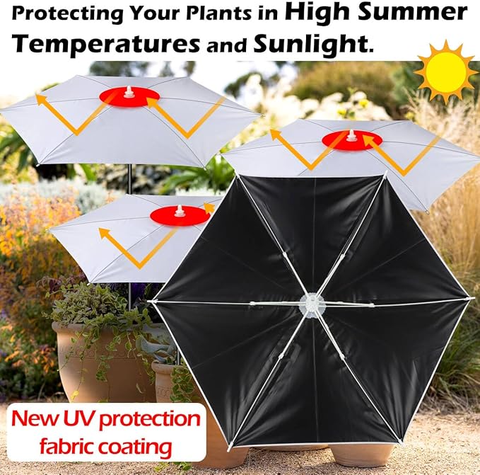 3 Pack Plant Umbrellas for Outdoor Plants, 27 inch, 90% Sunlight-Blocking Garden Umbrella Shade for Potted Plants and Garden Beds, Garden Plant Sunshade Cloth for flower, Sun Shade for Plants