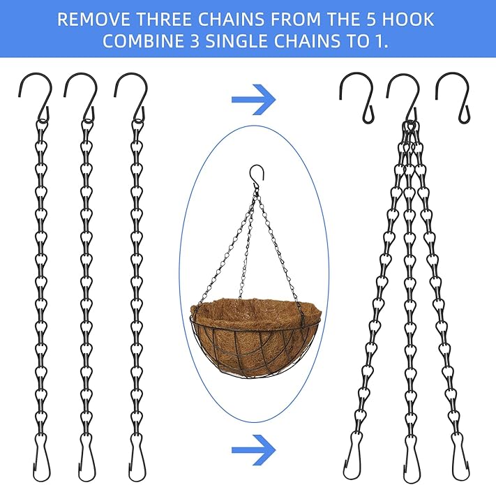 Chain for Hanging Plants,10 Pack 12.5-Inch Garden Plant Hangers for Hanging Bird Feeders,Planters,Lanterns,Wind Chimes, Chalkboards, and Ornaments.Small Chains Perfect for Indoor and Outdoor Decor
