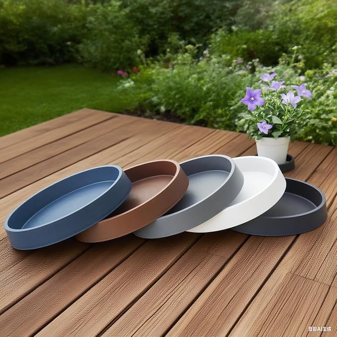 4 Pack Plant Saucer Tray for Ceramic Plastic Pots, 6 inch Plant Saucers for Indoors, Pot Saucers Trays, Flower Planter Water Drip Trays for Pots Base (6", Black)