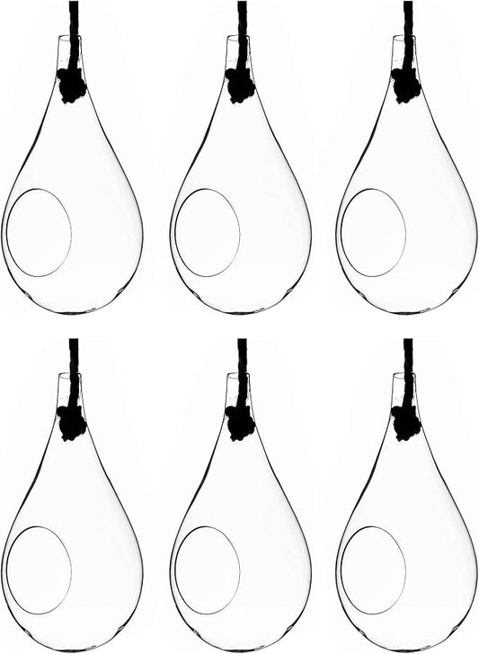 WGV Hanging Planter Terrarium Bulk, Width 6", Height 11", DIY Clear Glass Succulents Air Teardrop Floral Container (Including Rope), Candle Holder Vase for Outdoor Indoor Decor, 6 Pieces