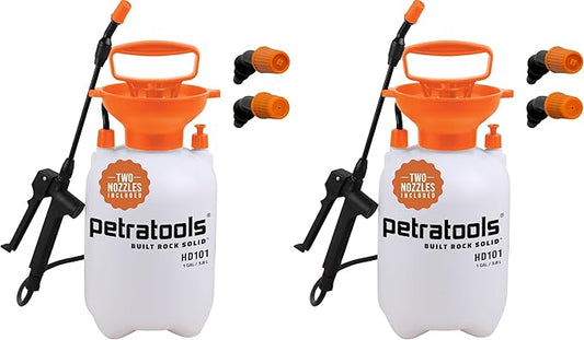 Petratools 1 Gallon Pump Sprayer – HD101 Garden Sprayer for Weeds, Lawn Care & Pesticides – 52” Long Hose, 2 Nozzles & Easy Carry Handle – Durable & Lightweight (Pack of 2)