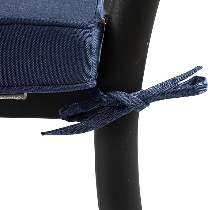 Outdoor Chair Cushions 18x18 Inch,Set of 2,Water Resistant Chair Pads with Ties,Square Seat Cushion 18"x18"x2.5",Patio Chair Cushion for Garden,Backyard Furniture(Ink Blue)