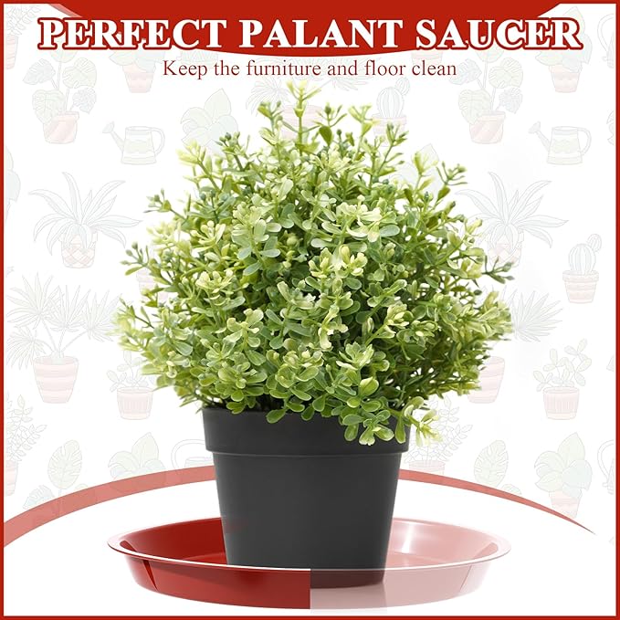 Sawysine 30 Pack Plastic Plant Saucer Round Drip Trays Red Flower Pot Saucers Thick Plant Dish Sturdy Water Tray Heavy Drainage Potted Container for Indoor Outdoor Garden(10 Inches)