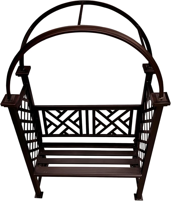 Oakland Living Bronze Aluminum Garden Arbor Arch with 2-Seater Bench