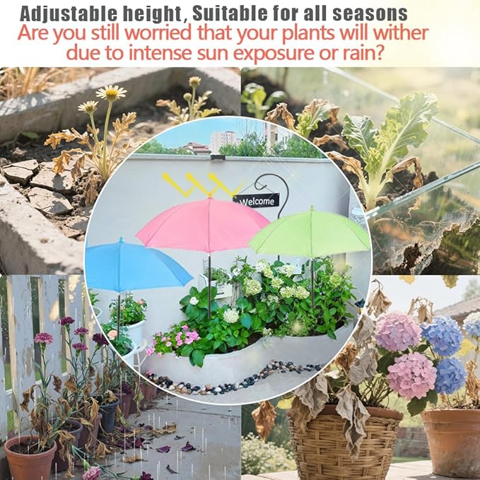 Plant Umbrellas for Outdoor Plants, Garden Beds and Umbrella Shade for Potted Plant, Adjustable Height Provides Shade Cloth for Plants to Protect Their Flowers from Intense Sunlight and Rain(18.8 inches to 35.58 inches)