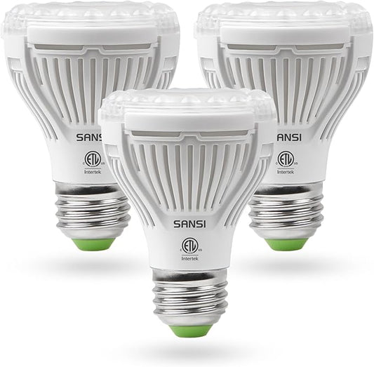 SANSI LED Grow Light Bulb for Seeds and Greens, Full Spectrum 10W Grow Light (150 Watt Equiv) with Optical Lens for Indoor Plant, High PPFD, E26 Base, 3-Pack