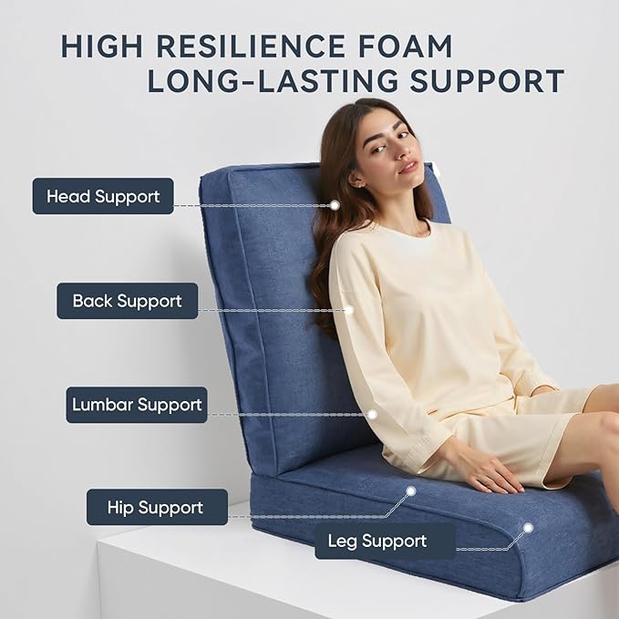 Patio Chair Cushions 6 Packs - Outside High Back Thick Water-Resistant Cushion 22x24 for Outdoor Glider Rocking Chairs Loveseat 3-Seater Couch Sofa – Blue/Regular
