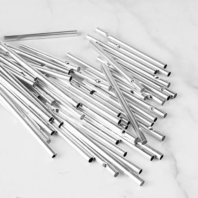 60pcs Wind Chime Tubes for Home Garden Outdoor Hanging Decorations, Tone Empty Tubes with Wind Chime line 150 Yards(5 Different Length)